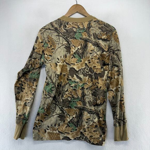 Vintage Camo Shirt Men's Medium Brown Green Advantage made In USA Blank 90s Crew - Picture 8 of 10